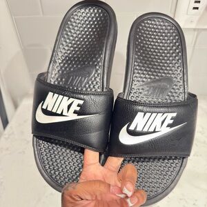 Nike Black and White Slide Sandals